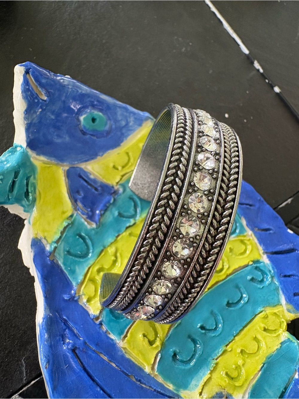 Silver Crystal Accent Cuff Bracelet - Women Jewelry